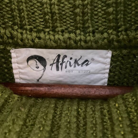 Olive Open Knit Heritage Cable Mockneck Sweater, OS. Balloonsleeves - Picture 8 of 8